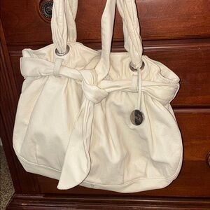 Furla Cream Shoulder Bag with Knot Accent great bag!!! few pen marks inside.